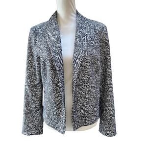 Jarbo Long Sleeve Open Jacket Women's Size Size 38 8 Medium Blue White Print